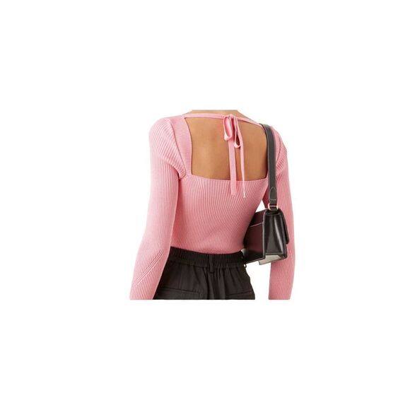 Anna October Barbie pink square neck tie back sweater, size 4 - Picture 3 of 6